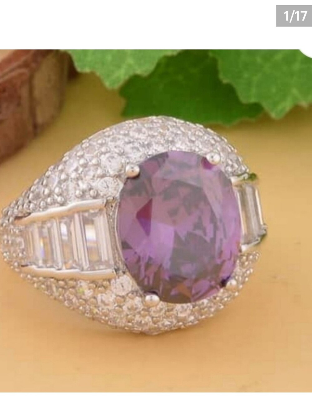 🆕️Simulated Purple and White Diamond Ring in Silvertone 12.00 ctw